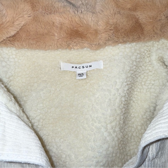 Pacsun Oversized Cream Corduroy Sherpa Jacket M/L - Picture 2 of 3